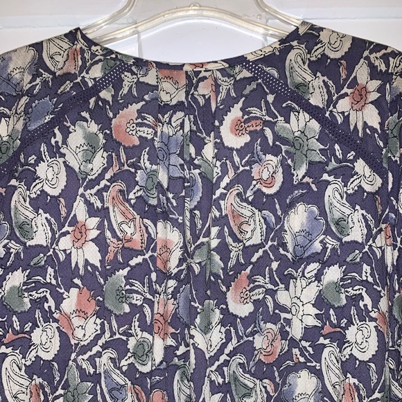 Lucky Brand Floral Crochet Insert Peasant Blouse - Picture 11 of 16